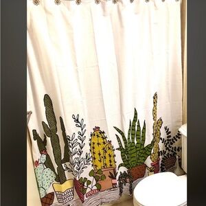 Desert Oasis Shower Curtain - White and Green